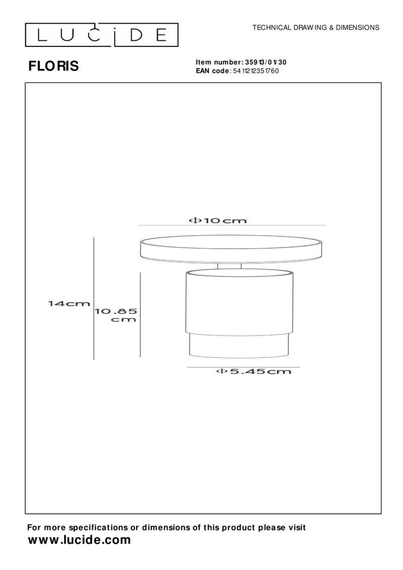 Lucide FLORIS - Stropné bodové svietidlo - Ø 10 cm - 1xGU10 - Čierna